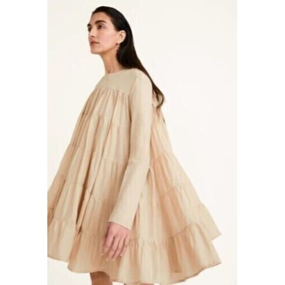 Merlette Dresses & Skirts - Merlette Soliman Mini Dress Long Sleeve Tiered Flared Swing Cotton M 270443